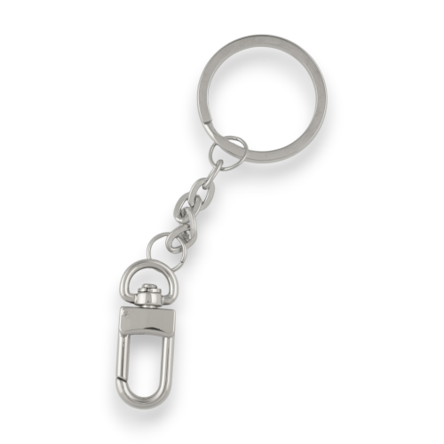 Flat key ring with snap hook (Chrome)