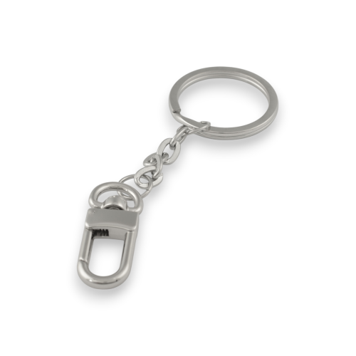 Flat key ring with snap hook (Chrome)