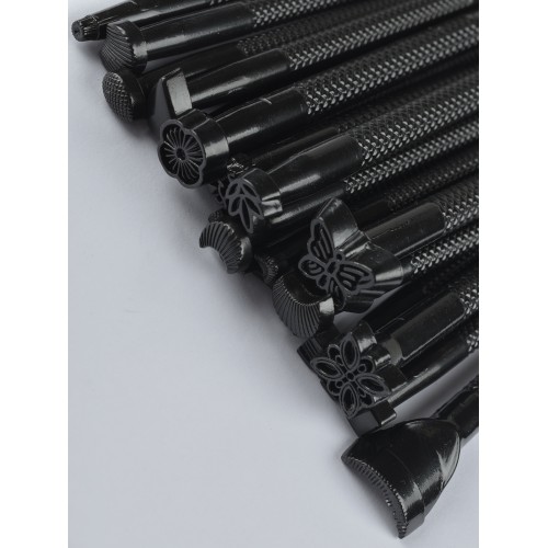Stamps set for leather (20 pcs, Black)